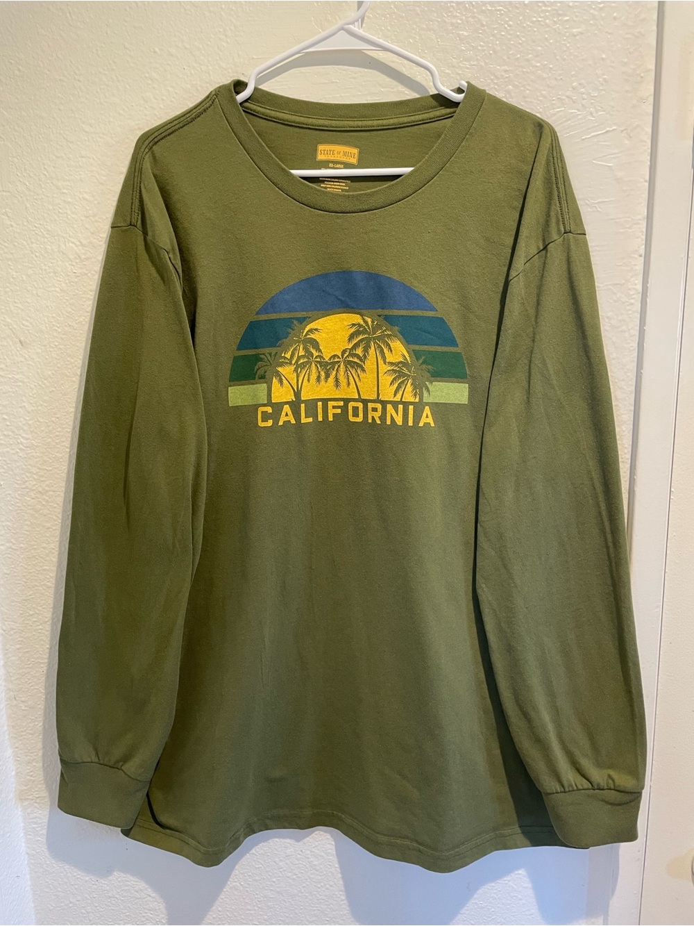 State of Mind Olive Green Crewneck Tee with Yellow Logo